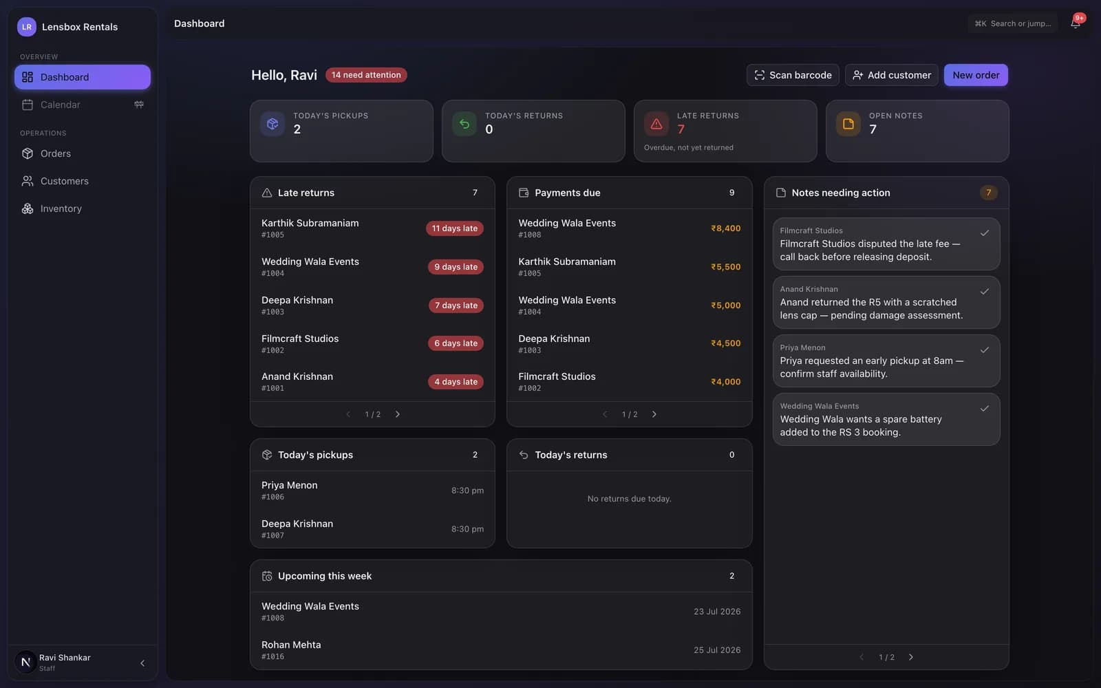 The Vaadify shop-floor dashboard for staff